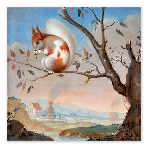 Poster Spotted squirrel at Hogbo mill, 1734