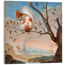 Holzbild Geflecktes Eichhörnchen bei der Mühle, 1734