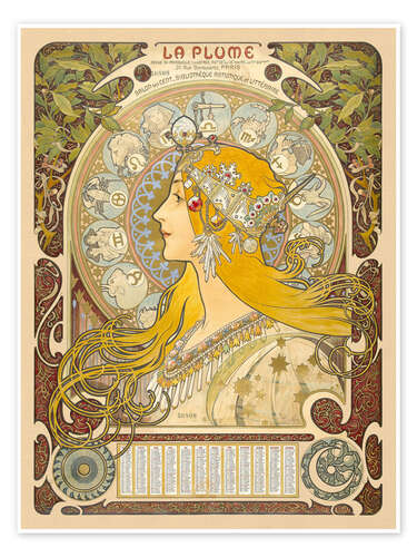 Poster La Plume - Zodiac, 1896