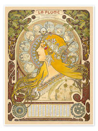 Poster La Plume - Zodiac, 1896 - Alfons Mucha