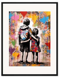 Gerahmter Kunstdruck Geschwister für immer