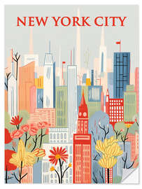 Selvklæbende plakat New York City Travel Art