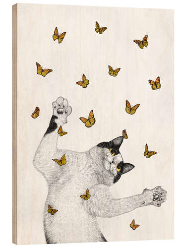 Wood print Flight of the inner butterflies