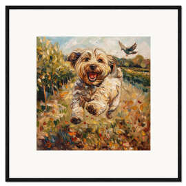 Gerahmter Kunstdruck Glücklicher Hund