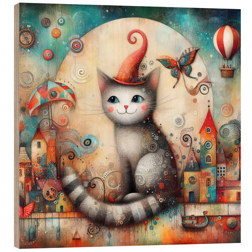Wood print Capricious cat