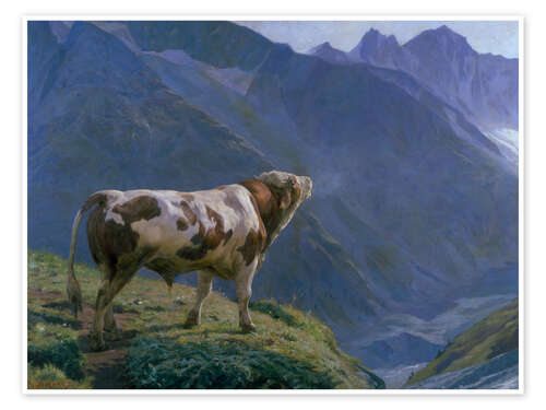 Poster The Bull in the Alps - Eugène Burnard, 1884