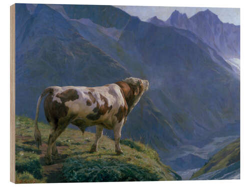 Puutaulu The Bull in the Alps - Eugène Burnard, 1884