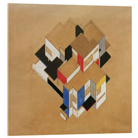 Tableau en verre acrylique Axonometric projection of a private house, 1923 - Theo van Doesburg