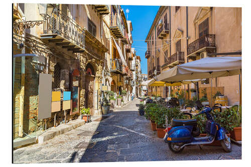 Aluminium print Alley in Cefalù, Sicily