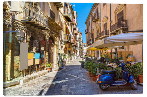 Canvas print Alley in Cefalù, Sicily