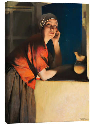Canvas print Woman at the window
