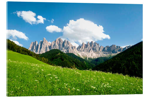 Stampa su vetro acrilico Mountain of the Vulture Group, Funes, South Tyrol II
