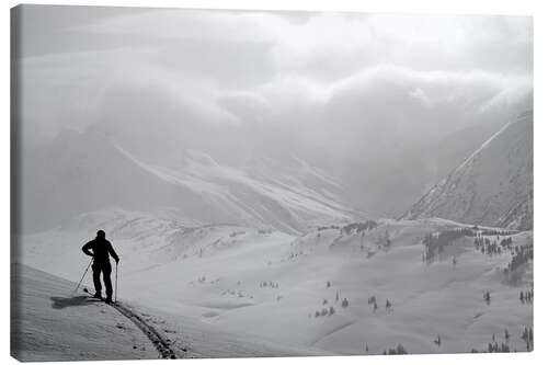 Tableau sur toile Skier Standing on a Ridge, Southcentral Alaska
