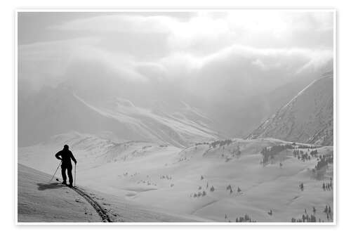 Póster Skier Standing on a Ridge, Southcentral Alaska