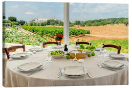 Tableau sur toile Outdoor dining at Masseria Aprile, Locorotundo, Italy - Jones &amp; Shimlock