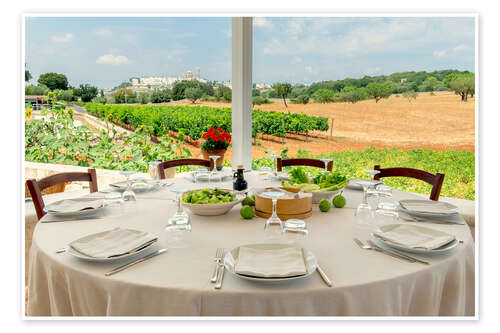 Poster Outdoor dining at Masseria Aprile, Locorotundo, Italy