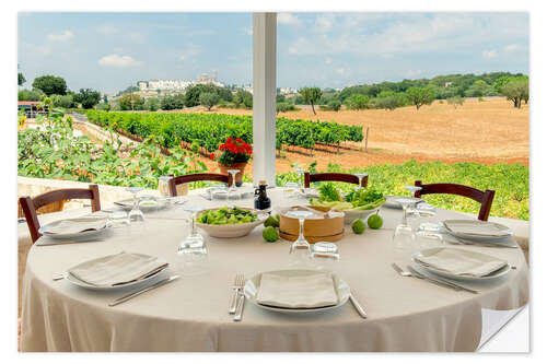 Naklejka na ścianę Outdoor dining at Masseria Aprile, Locorotundo, Italy