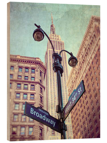 Tableau en bois Iconic Intersection - Broadway and 34th Street