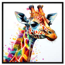 Gerahmter Kunstdruck Aquarell Giraffe