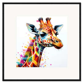 Gerahmter Kunstdruck Aquarell Giraffe