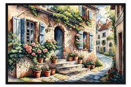 Gerahmter Kunstdruck Europäisches Dorf