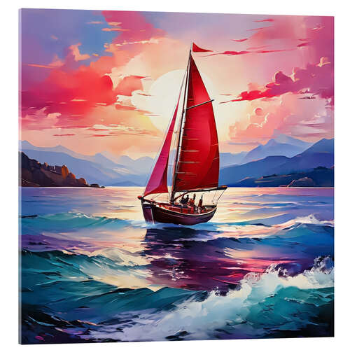 Acrylic print The Red Sail Boat