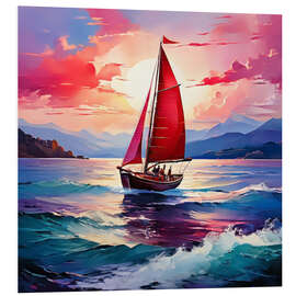 Hartschaumbild Das rote Segelboot