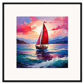 Gerahmter Kunstdruck Das rote Segelboot