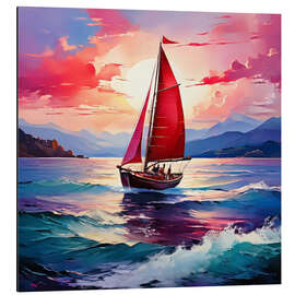 Magnettafel Das rote Segelboot