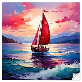 Wandsticker Das rote Segelboot