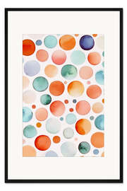 Gerahmter Kunstdruck Aquarell-Kreise