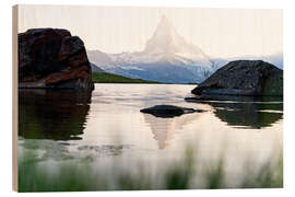 Holzbild Nebel über Matterhorn und Stellisee, Zermatt - Roberto Sysa Moiola