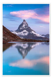 Wall print Scenic sunrise over Matterhorn peak reflected in Riffelsee - Roberto Sysa Moiola