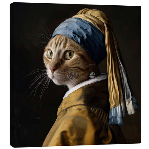 Canvas print Cat with a Pearl Earring