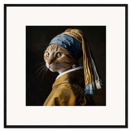 Framed art print Cat with a Pearl Earring