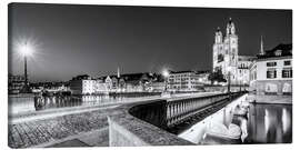 Obraz na płótnie Zurich with the Grossmünster at night - Dieterich Fotografie