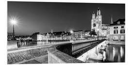 Cuadro de PVC Zurich with the Grossmünster at night