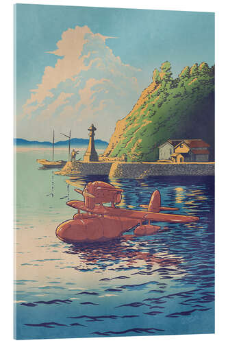 Tableau en verre acrylique Sunset Plane