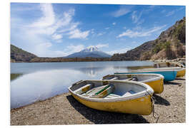 Hartschaumbild Idylle am Shoji-See mit dem Fuji