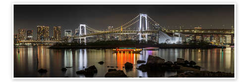 Plakat Striking Rainbow Bridge with Tokyo skyline in the evening