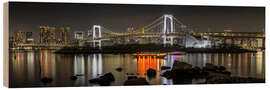 Tableau en bois Striking Rainbow Bridge with Tokyo skyline in the evening - Melanie Viola