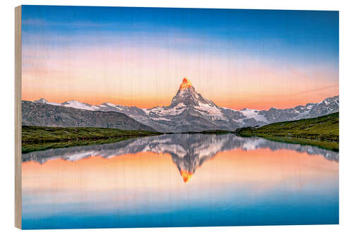 Wood print Matterhorn sunrise