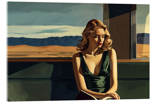 Acrylglas print On the night train with E. Hopper