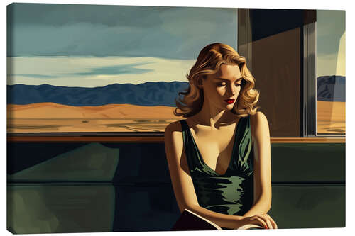 Stampa su tela On the night train with E. Hopper