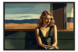 Gerahmter Kunstdruck Im Nachtzug mit E. Hopper