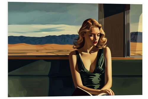 Foam board print On the night train with E. Hopper