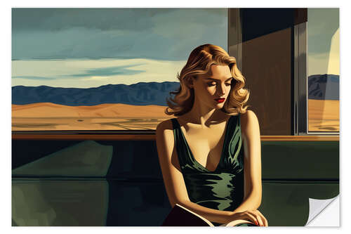 Vinilo para la pared On the night train with E. Hopper