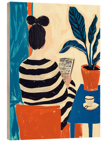 Tableau en bois Reading in Fauves style