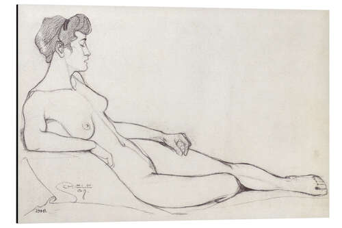 Tableau en aluminium Reclining Female Nude, 1908