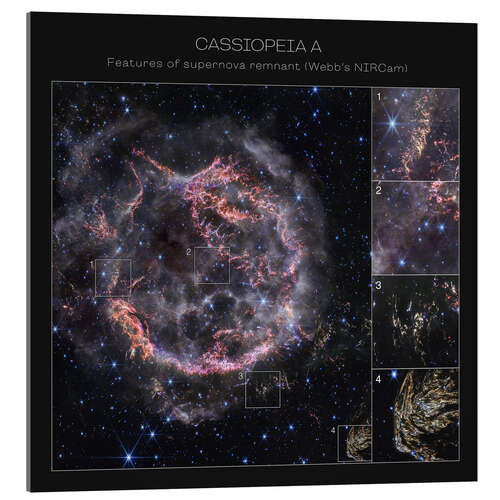Quadro em acrílico Cassiopeia A - Features of supernova remnant